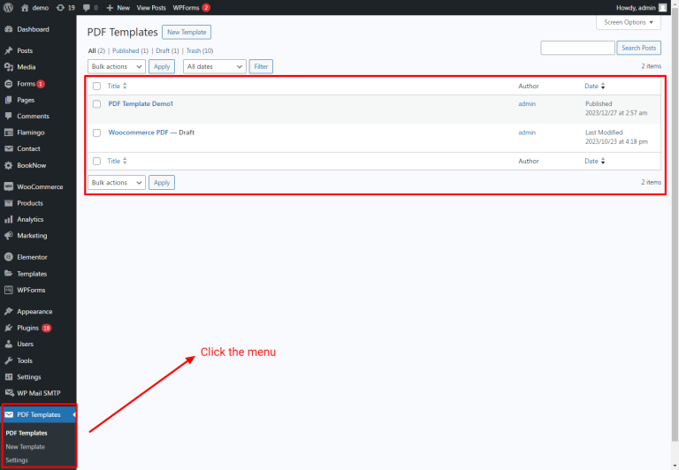 Pdf Container Task Manager PDF Template manager - PDF WordPress Plugin For Contact Form