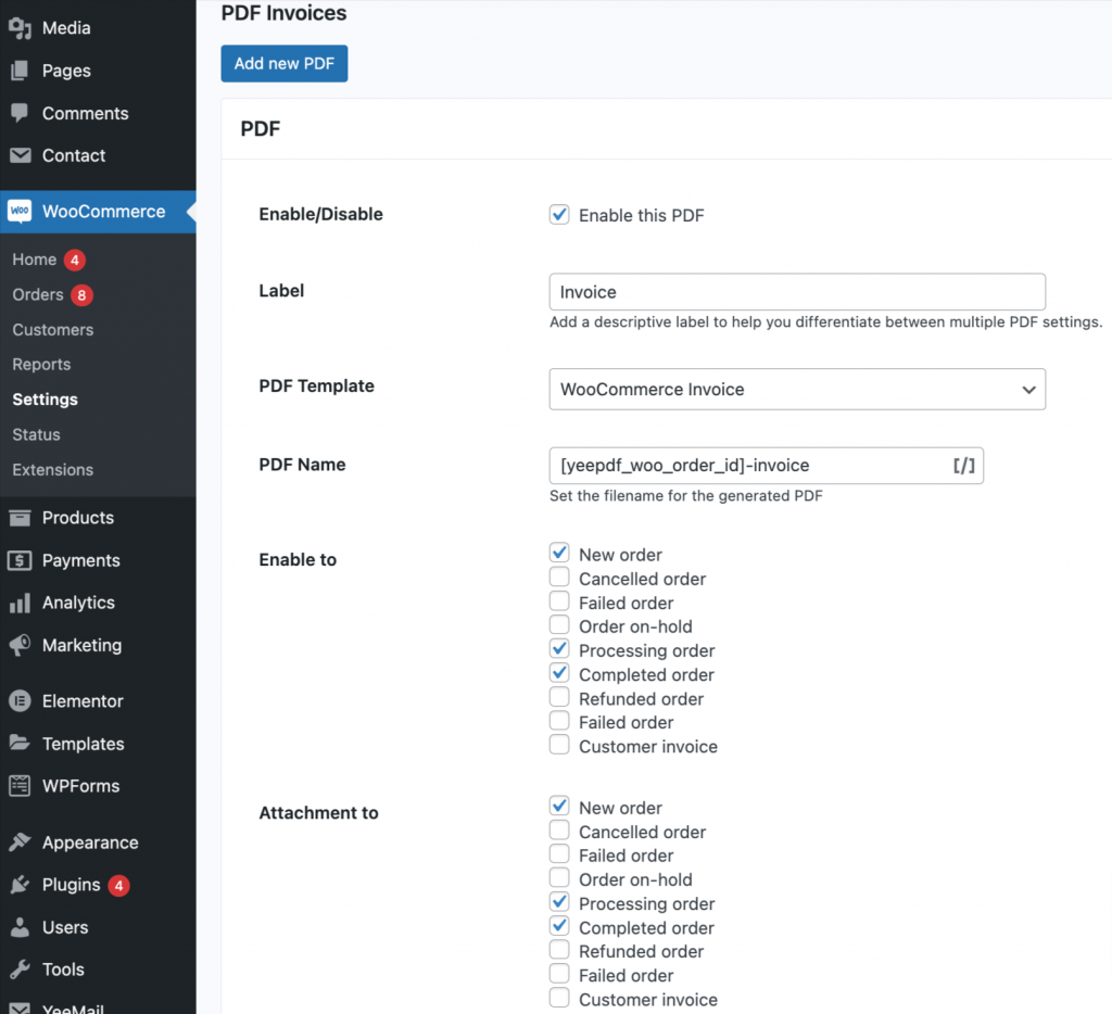 Download/Export bulk PDF Invoice, Packing Slip or Delivery Note