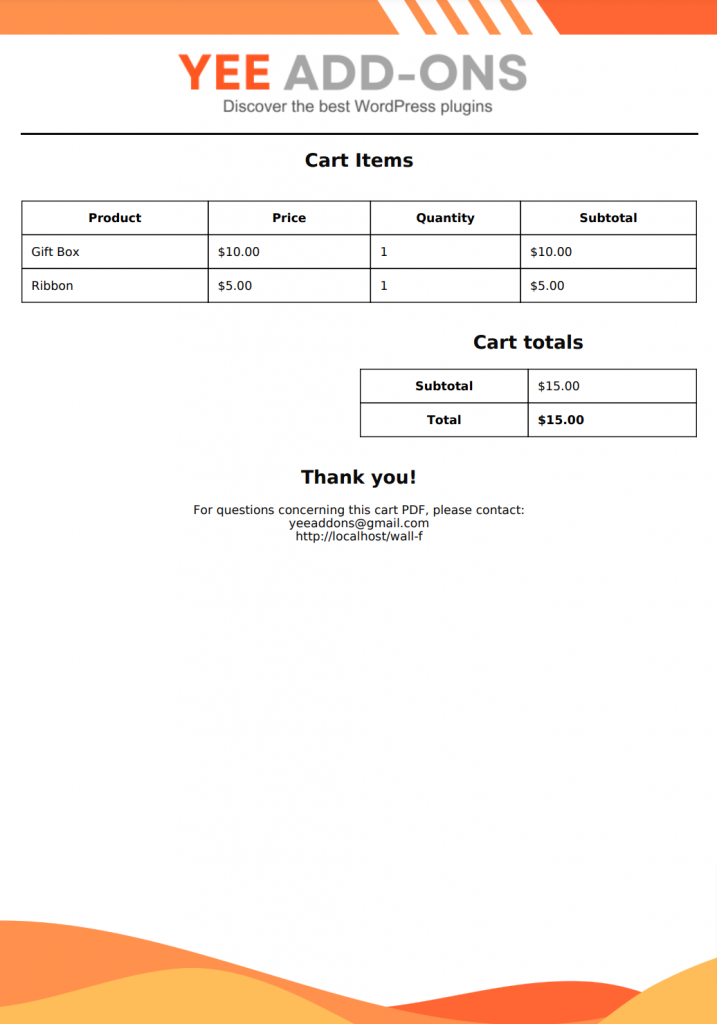 download woocommerce cart pdf for classic cart page
